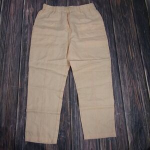 Mate The Label Pants Womens Large Linen Straight Leg Elastic Waist Lightweight